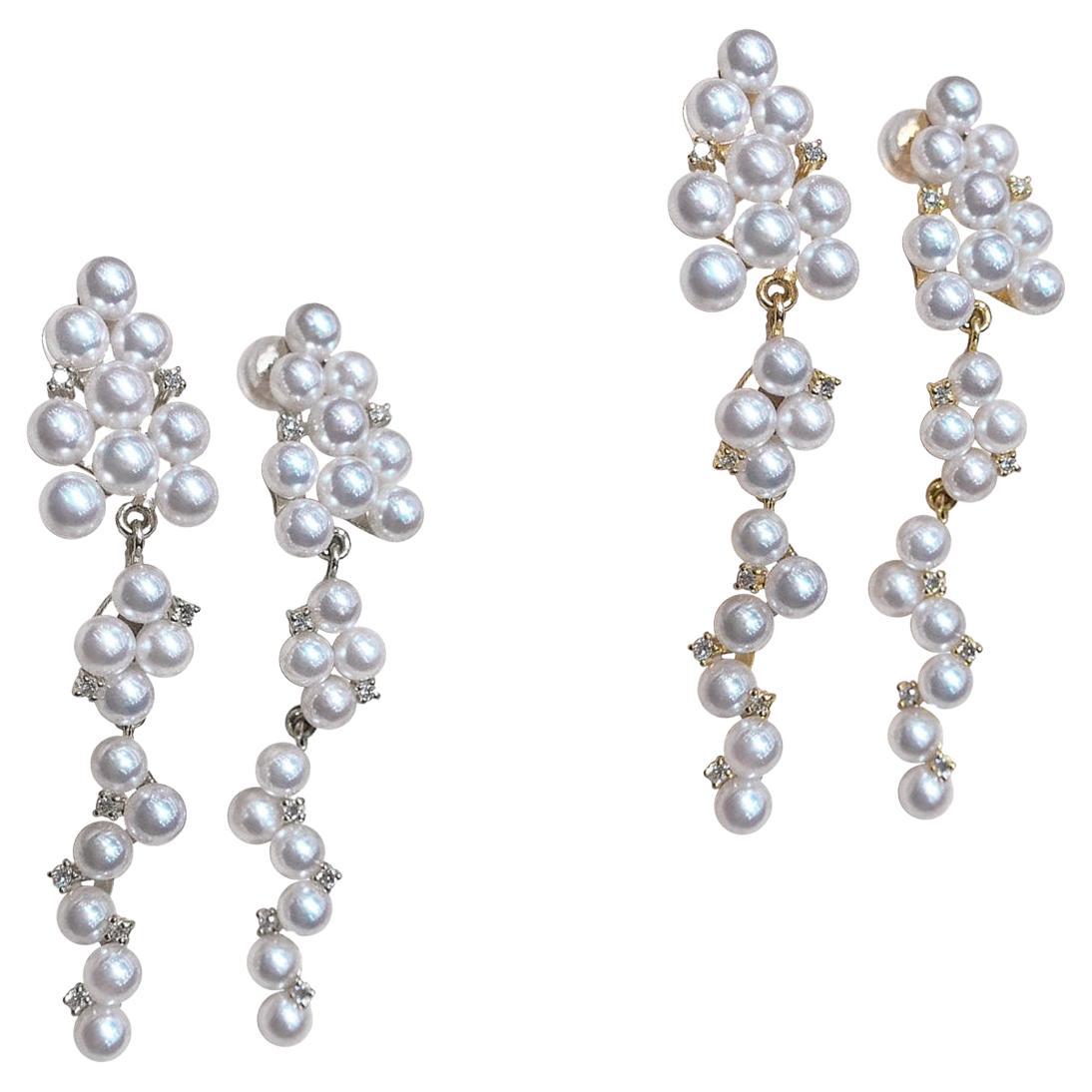 【Lustre Arc】Aurora Baby Akoya Pearl Diamond Garden Cascade Earrings
