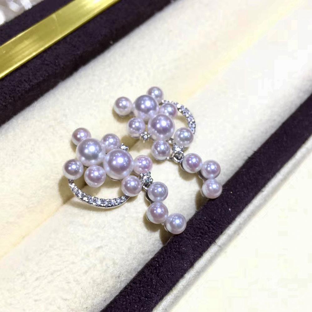 【Sculpted Geometry】Cascade Cluster Baby Akoya Pearl & Diamond Statement Earrings In New Condition For Sale In New York, NY