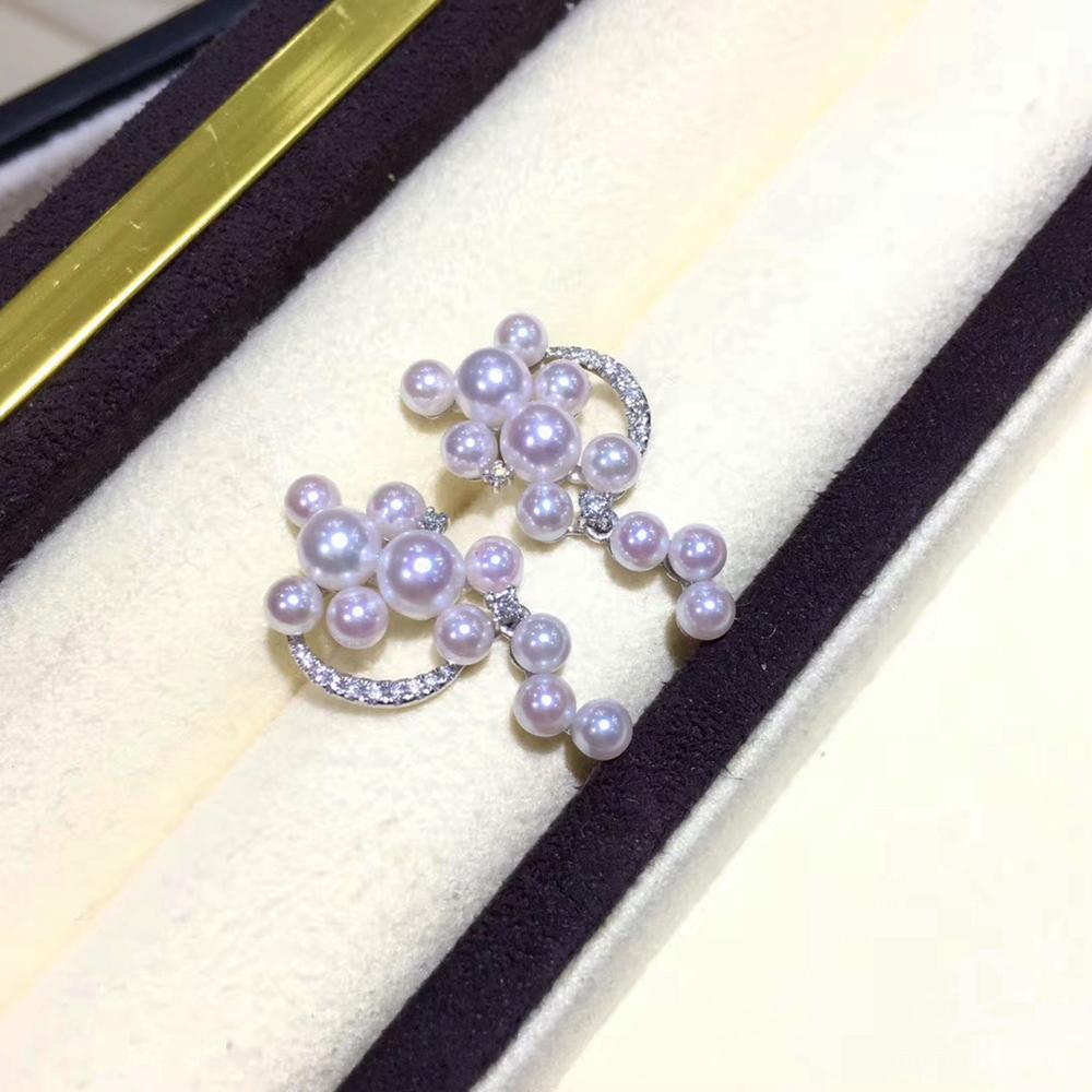 Women's 【Sculpted Geometry】Cascade Cluster Baby Akoya Pearl & Diamond Statement Earrings For Sale