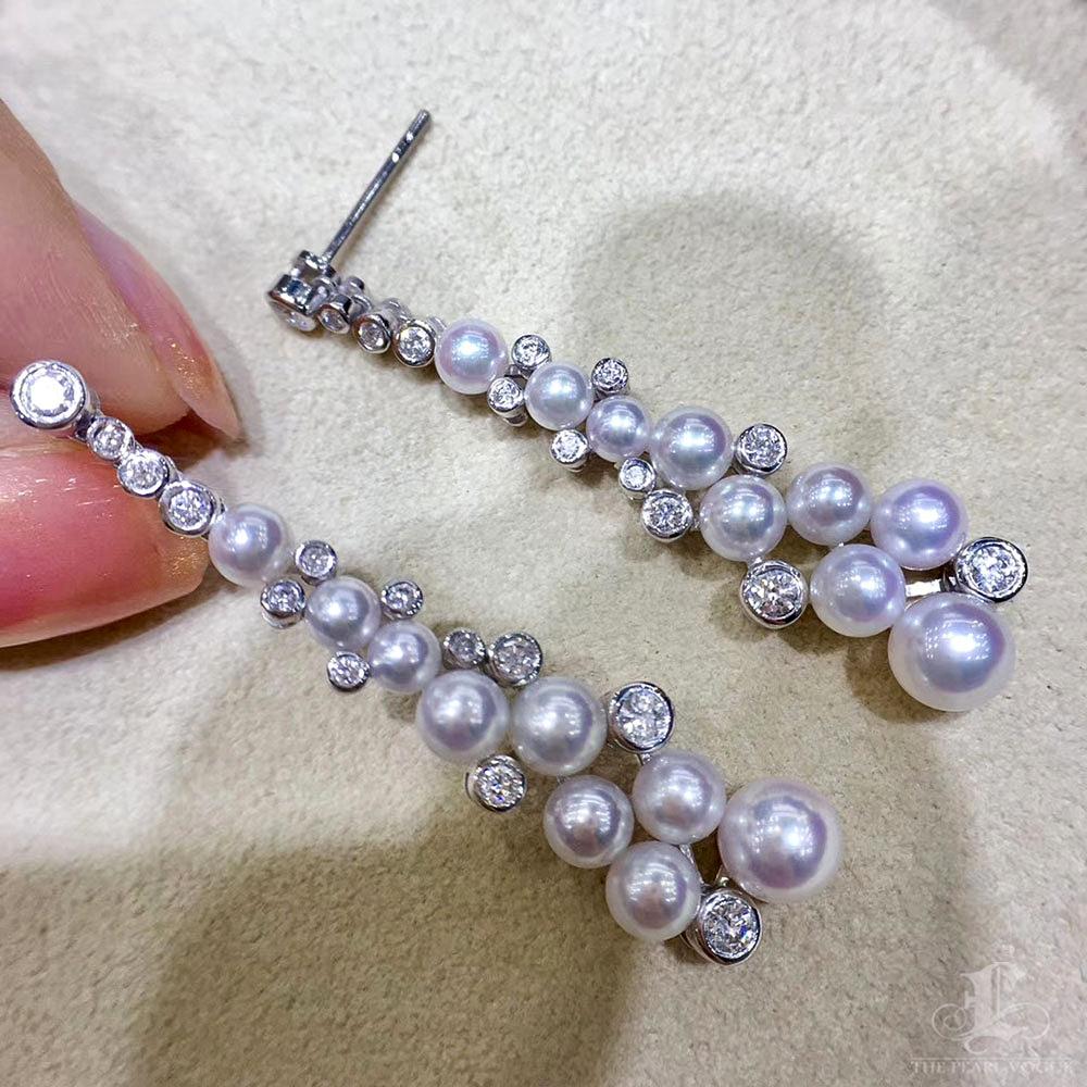 【Lustre Arc】Aurora Raindance Baby Akoya Perlen Diamant Ohrringe im Zustand „Neu“ im Angebot in New York, NY