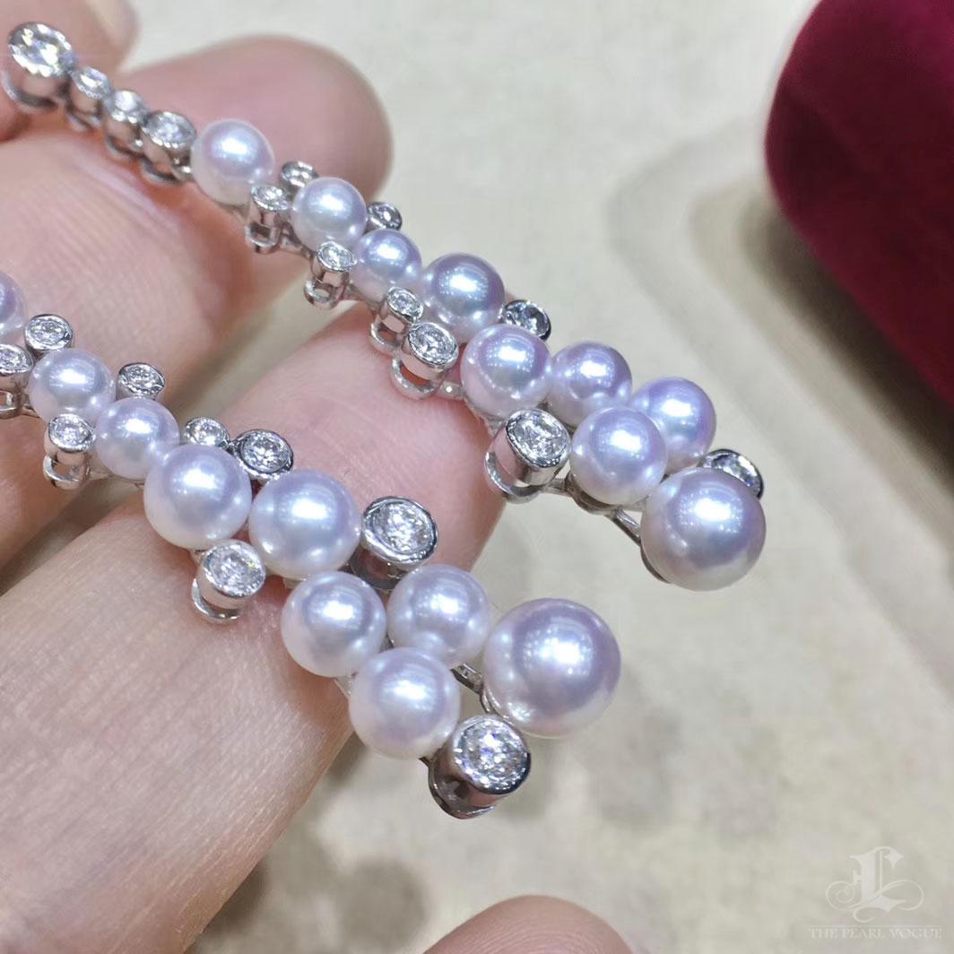 【Lustre Arc】Aurora Raindance Baby Akoya Perlen Diamant Ohrringe im Angebot 3