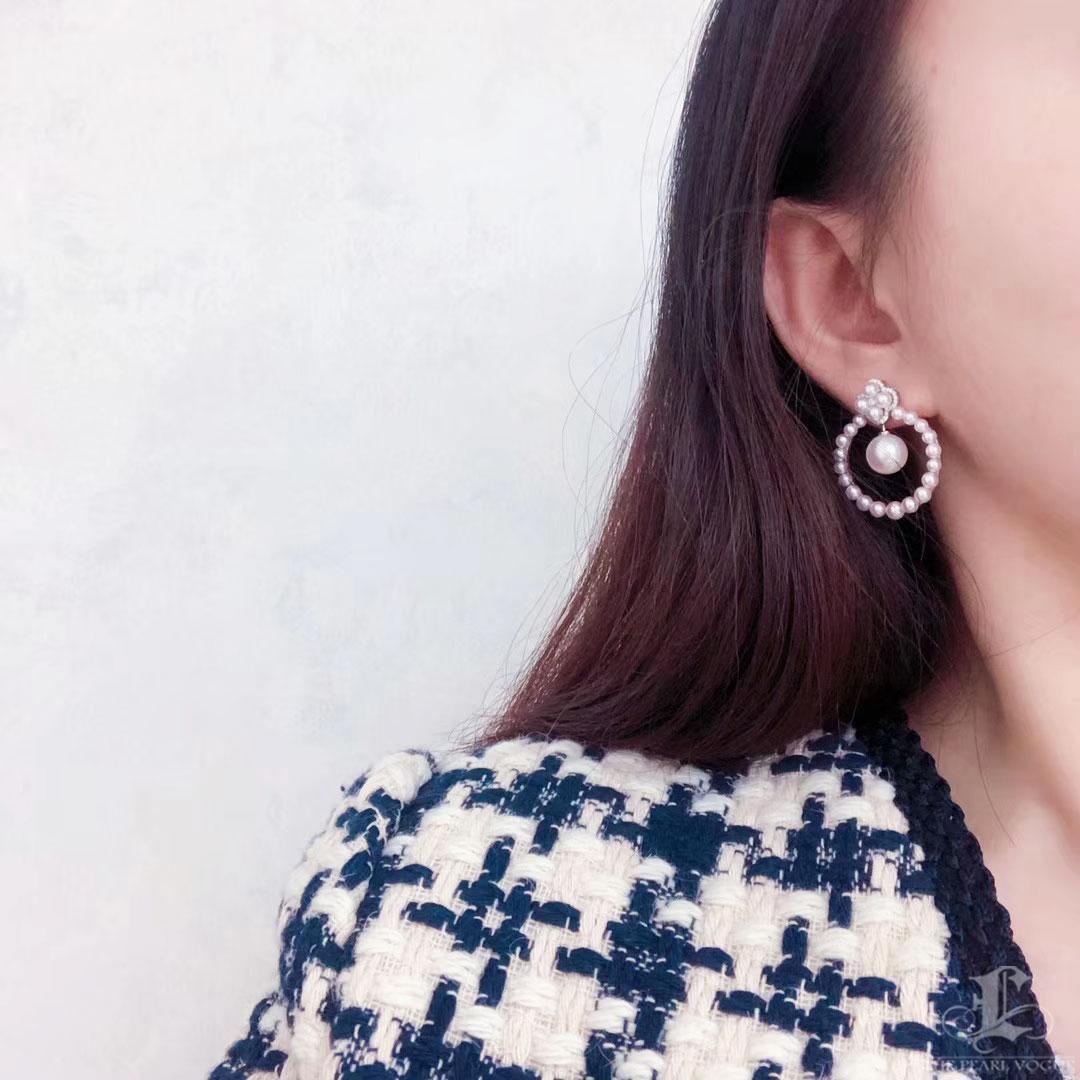 Uncut 【Lustre Arc】Floral Halo Aurora Akoya Pearl Circle Earrings For Sale