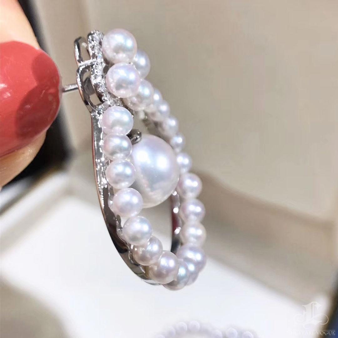 【Lustre Arc】Floral Halo Aurora Akoya Pearl Circle Earrings For Sale 2