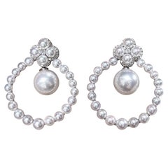 【Lustre Arc】Floral Halo Aurora Akoya Pearl Circle Earrings