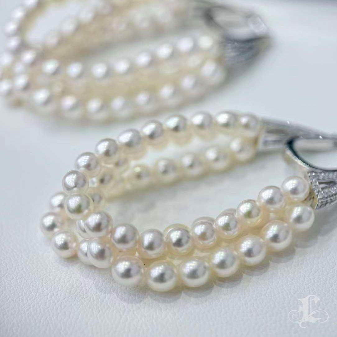 【Lustre Arc】Trinity Cascade Aurora Baby Akoya Pearl Earrings For Sale 1