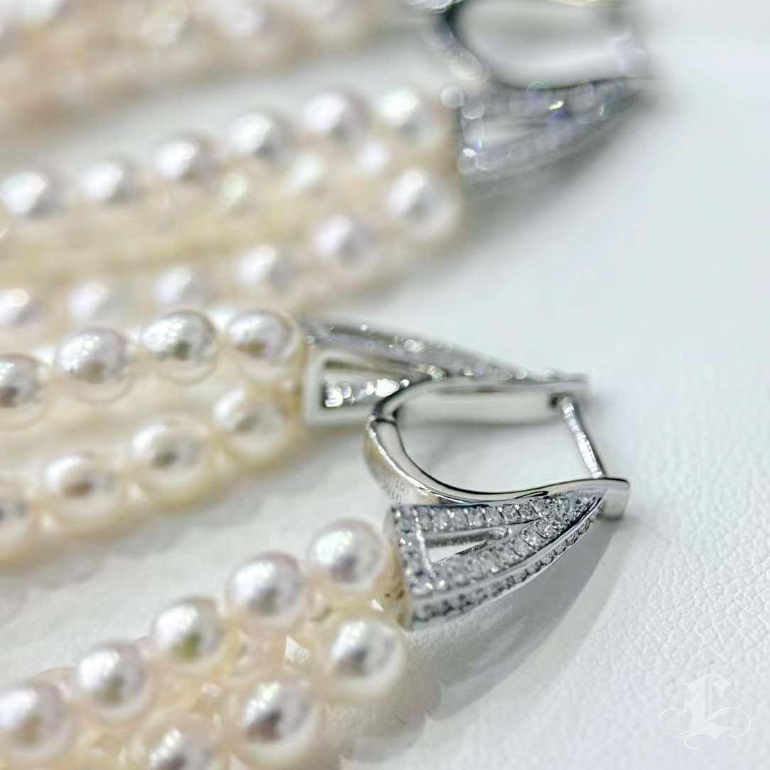 【Lustre Arc】Trinity Cascade Aurora Baby Akoya Pearl Earrings For Sale 2