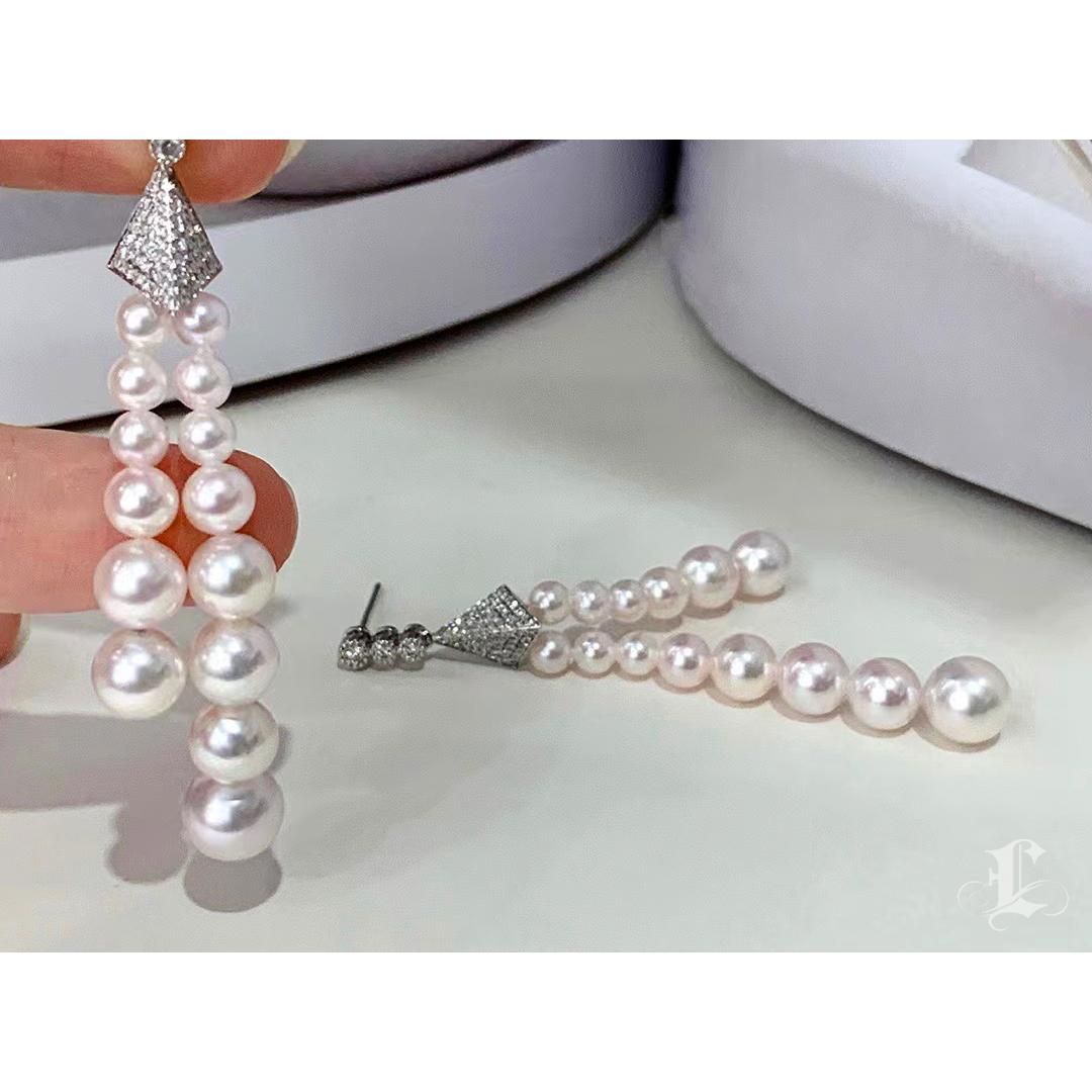 【Pendientes Geometría Esculpida】Aurora Twin Tassel Akoya Pearl & Diamond en venta 2