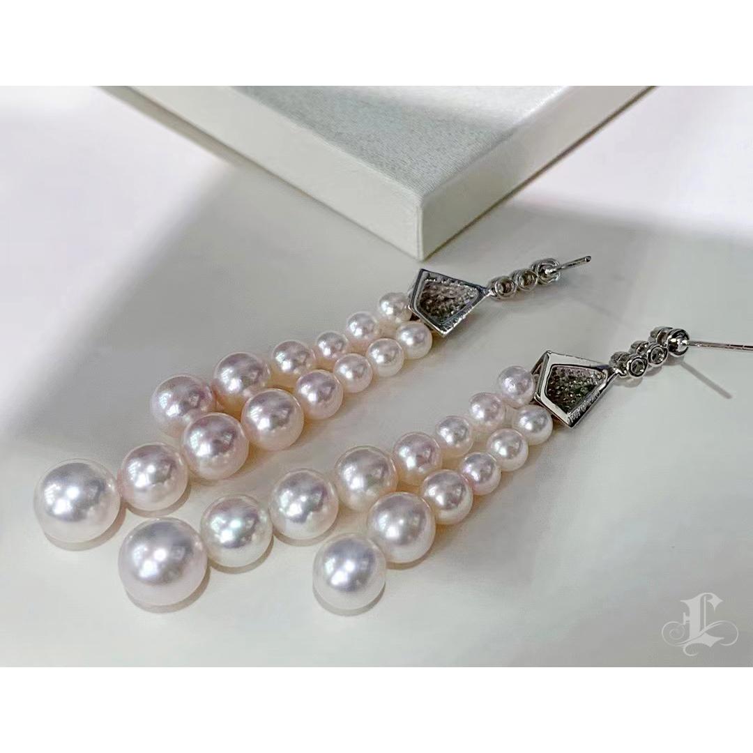 【Pendientes Geometría Esculpida】Aurora Twin Tassel Akoya Pearl & Diamond en venta 3