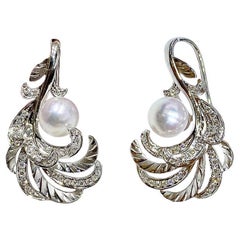 【Vine Symphony】Feathered Grace - Aurora Akoya Pearl Statement Earrings
