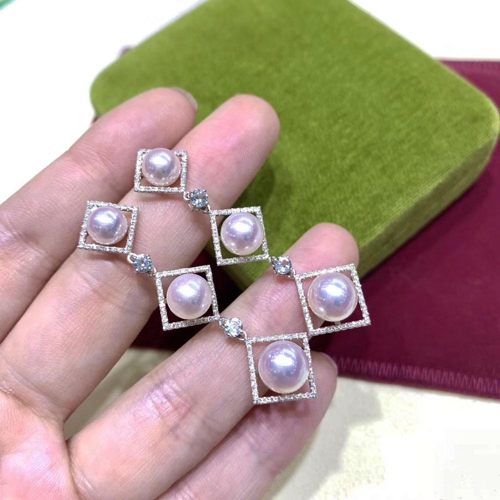 【Pendientes Geometría Esculpida】Prisma Oceánico Aurora Akoya Perla y Aguamarina en venta 2
