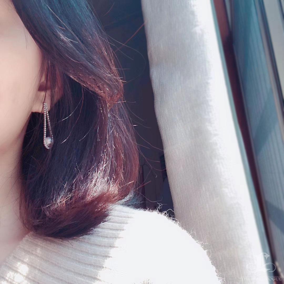 Uncut 【Lustre Arc】Aurora Silken Loop Akoya Pearl Diamond Earrings For Sale