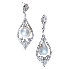 【Crown Radiance】Aurora Teardrop Aurora Akoya Pearl & Diamond Earrings