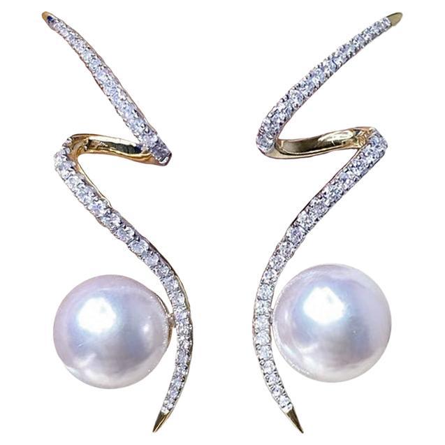 【Sculpted Geometry】Sculptural Wave Aurora Akoya Pearl Gala Earrings