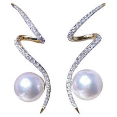 【Sculpted Geometry】Sculptural Wave Aurora Akoya Pearl Gala Earrings