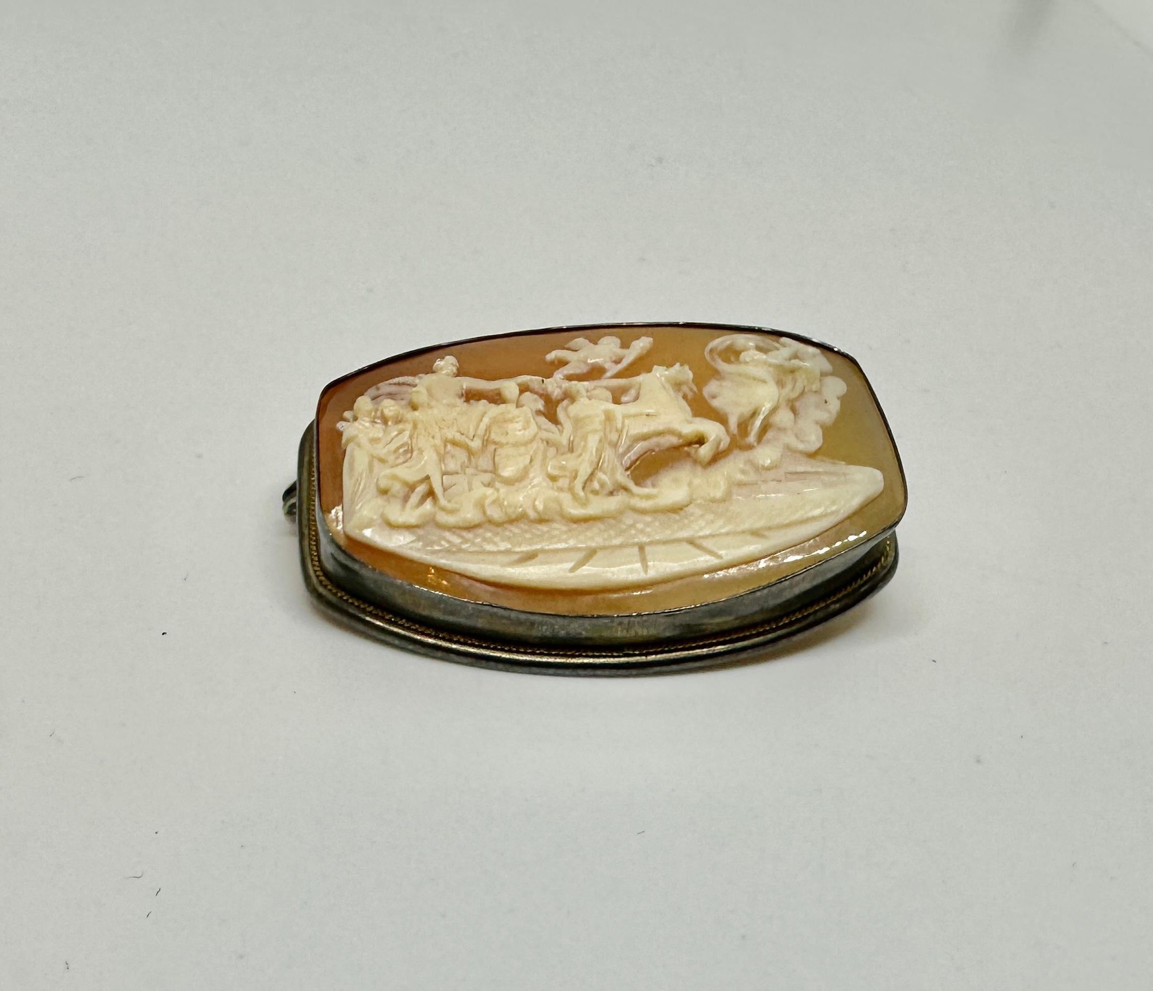 Aurora And Apollo Chariot Of The Sun Cameo Pendant Brooch Necklace Antique For Sale 2