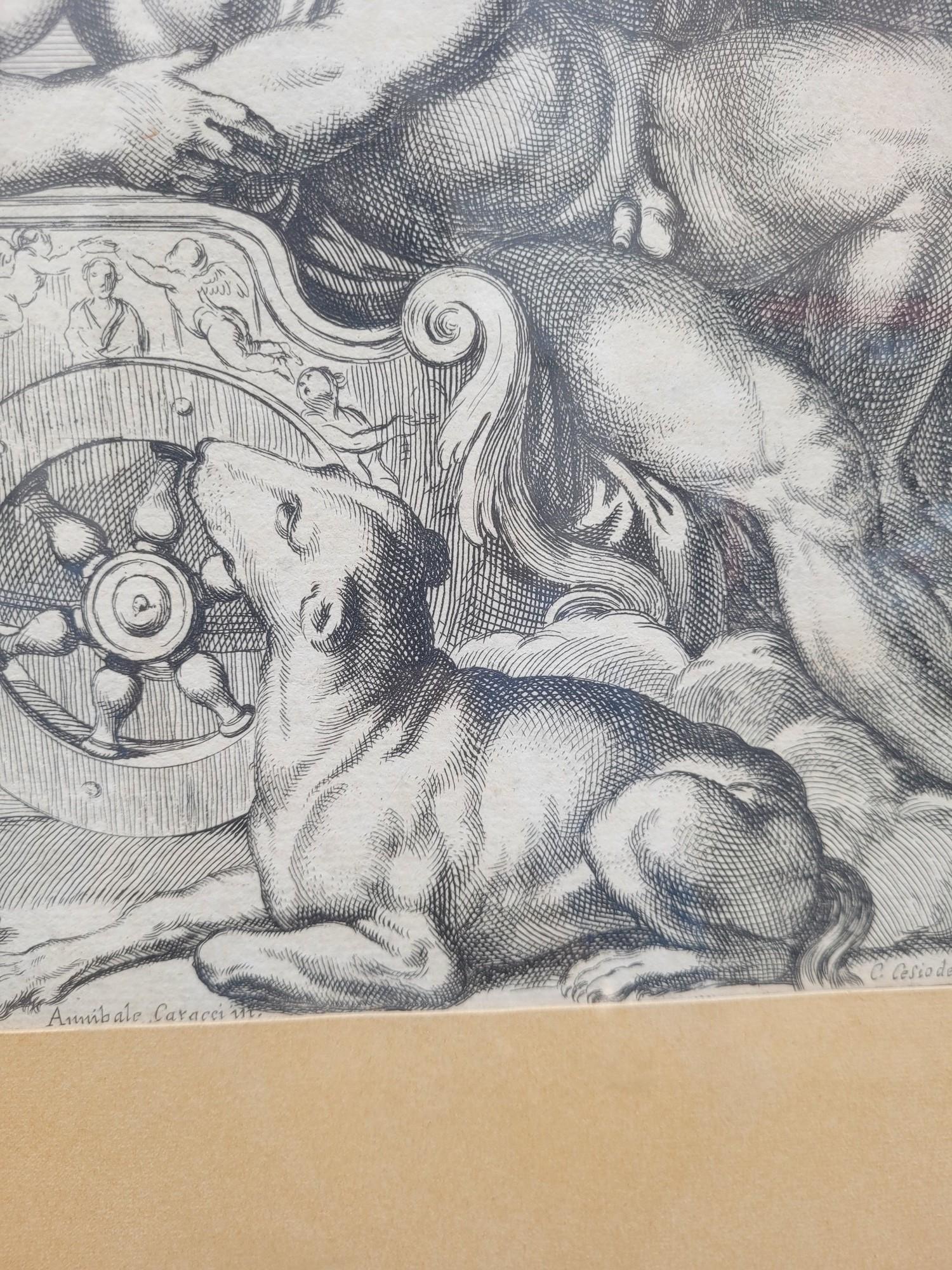Italian Aurora And Cephale, Framed Engraving, Carracci, 17th Century? For Sale