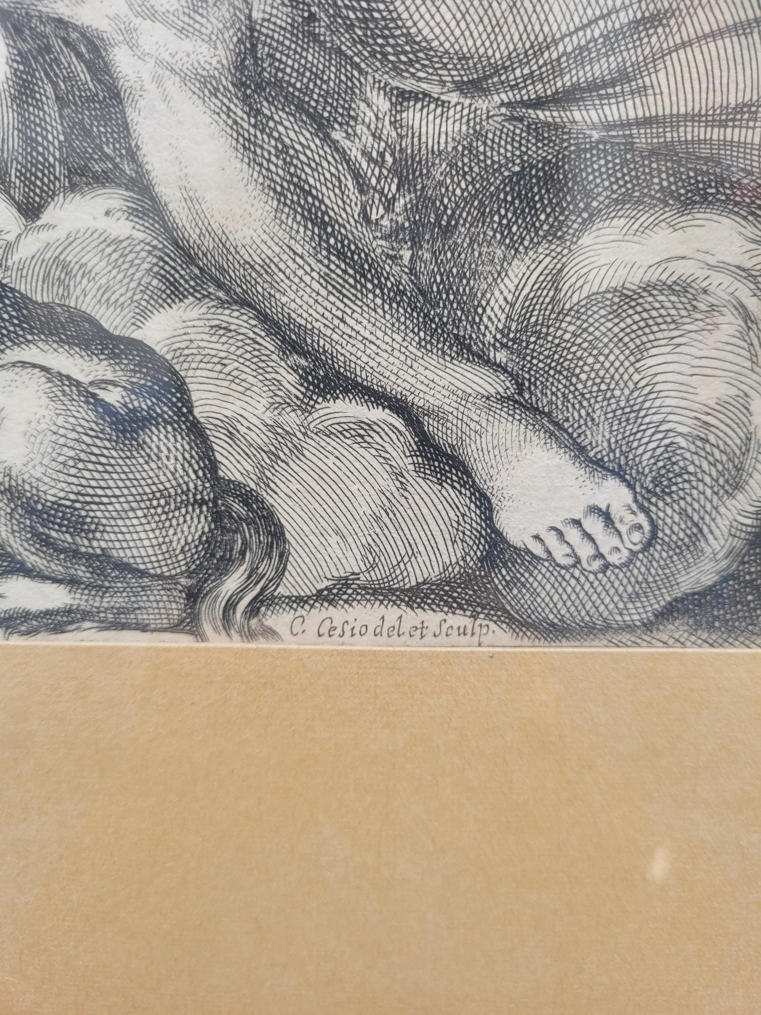 Paper Aurora And Cephale, Framed Engraving, Carracci, 17th Century? For Sale