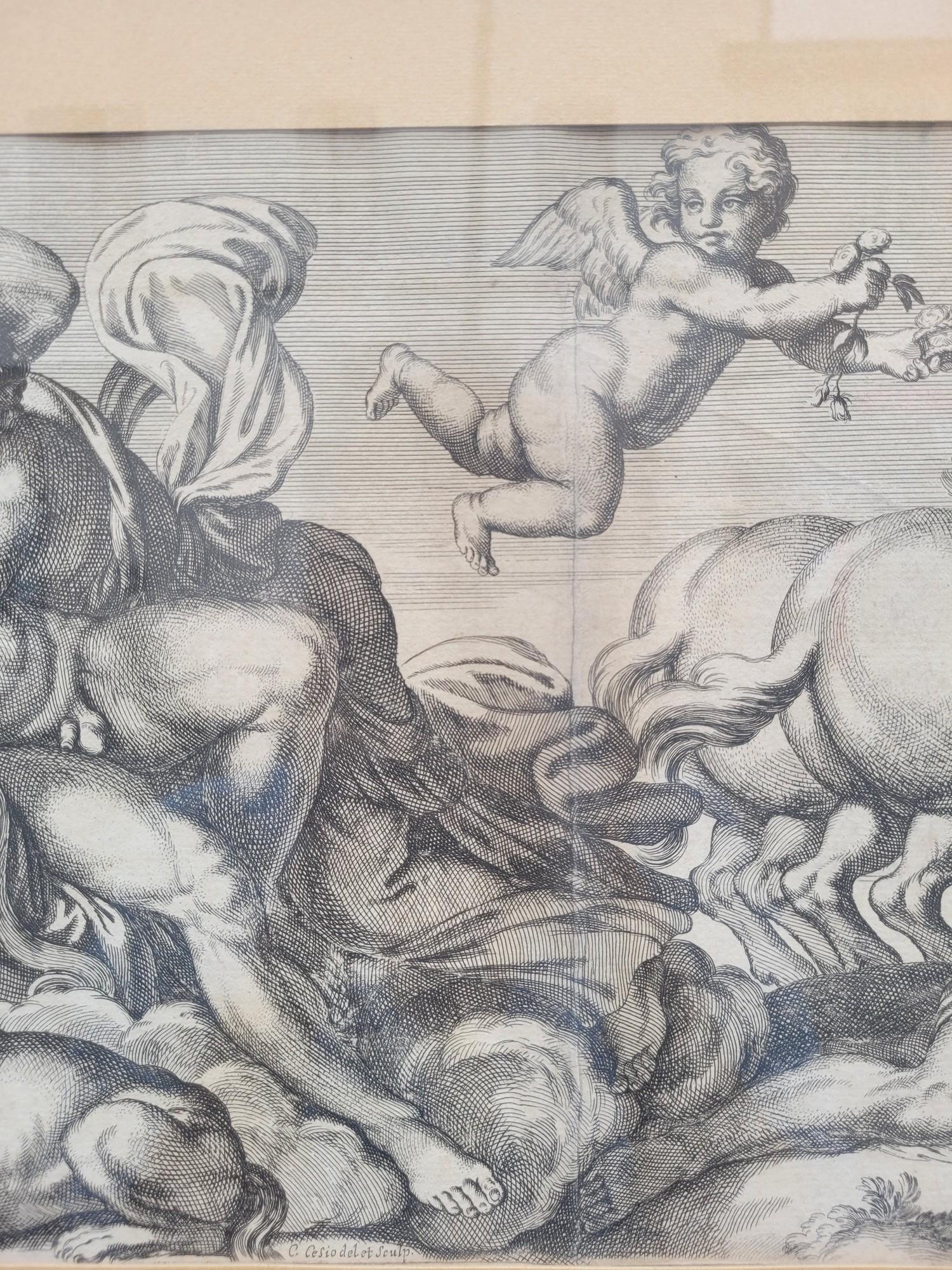 Aurora And Cephale, Framed Engraving, Carracci, 17th Century? For Sale 2