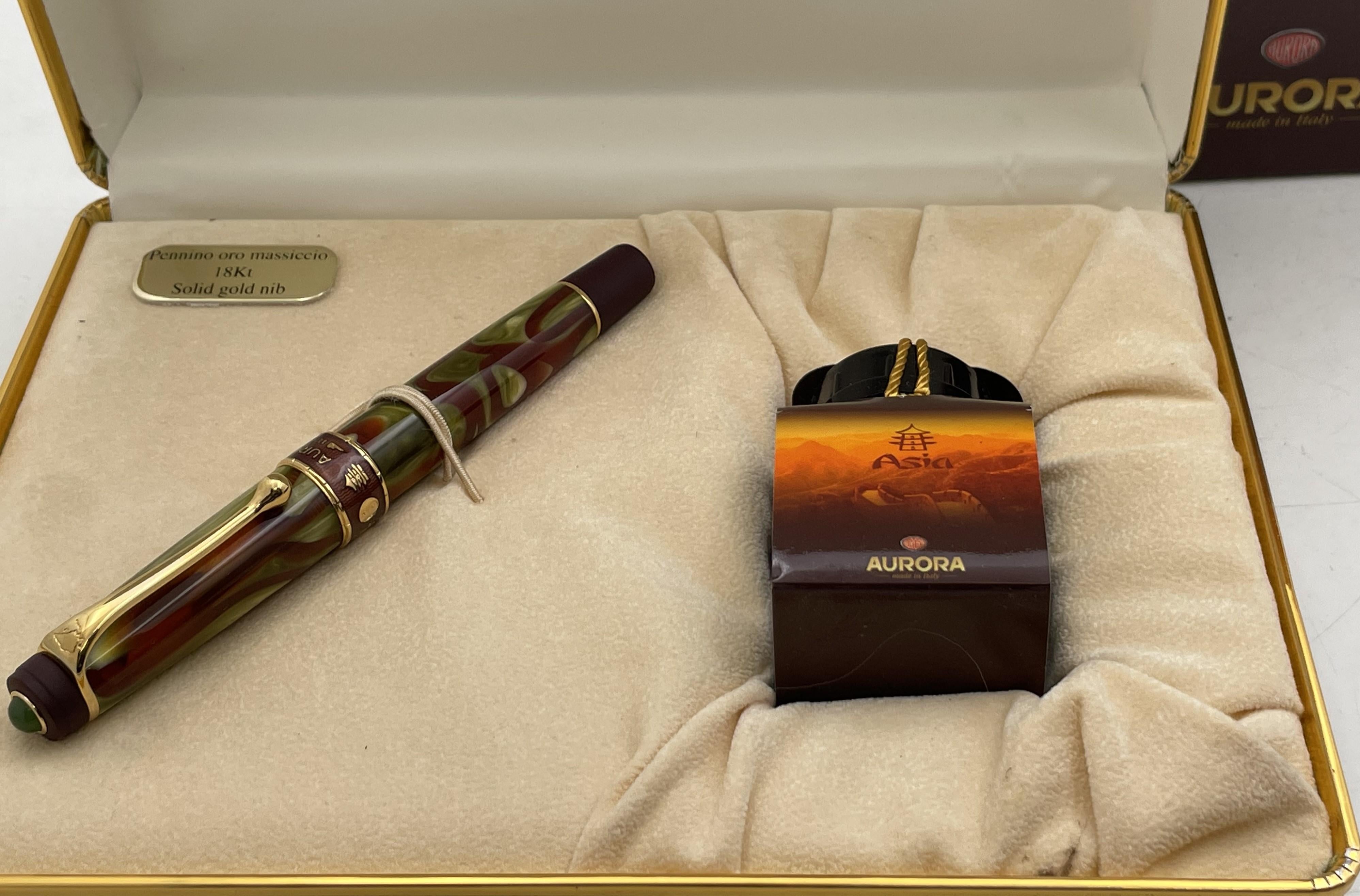 Aurora Asia Limited Edition Fountain Pen with Ink, Boxes & Papers For Sale 8