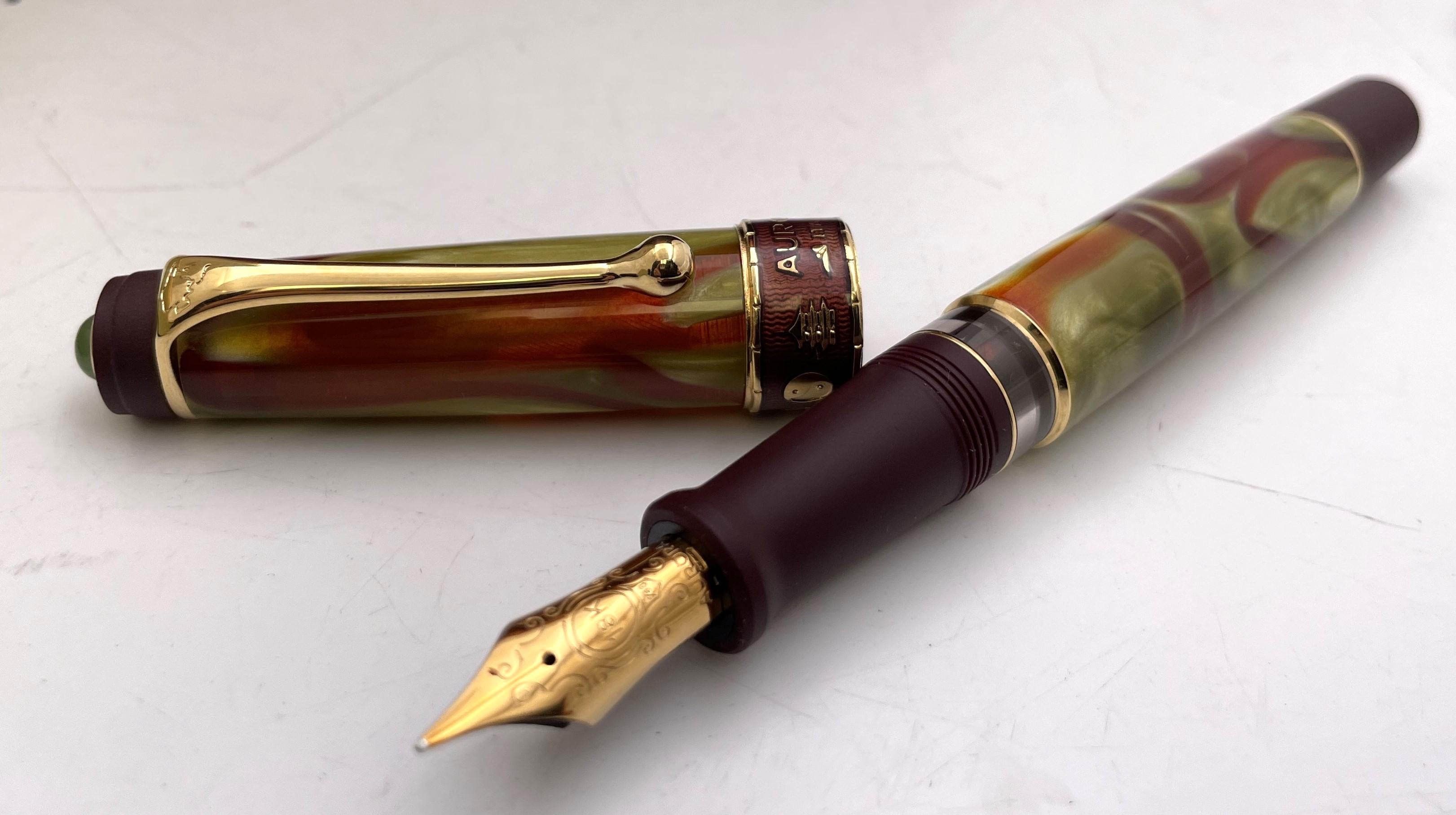 Aurora Asia Limited Edition Fountain Pen with Ink, Boxes & Papers In Excellent Condition For Sale In New York, NY