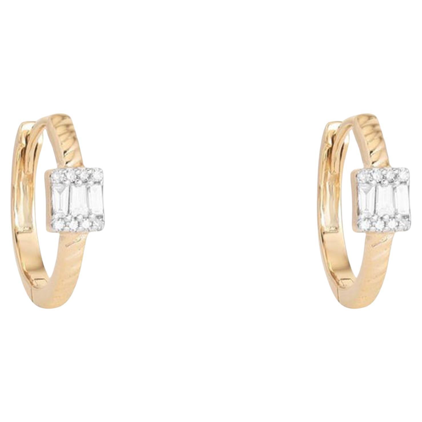 Aurora Bliss 14K (or 18k upon request) Yellow Gold Diamond Hoops Earrings