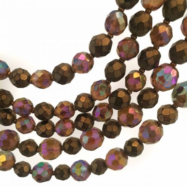 A really fabulous unique Crystal French Vintage Collar dating to the 1950s. There were many multi-strand crystal necklaces made during the 1950s and 60s and this one really stands out for the materials, style and for being made in France. This