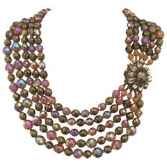 Aurora Borealis Crystal Vintage Necklace French 1950s