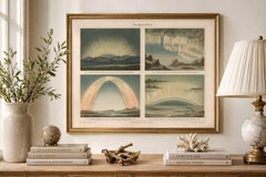 Aurora Borealis in Four Scientific Views, Antique Chromolithograph Meyers c.1900