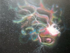 AURORA BOREALIS (Northern Lights) Vintage Oil Painting - Unsigned - Late 20th C.