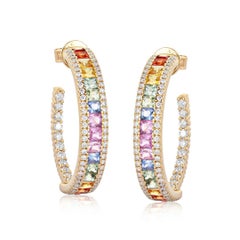Aurora Circle Diamond 14K Yellow Gold Hoops Earrings