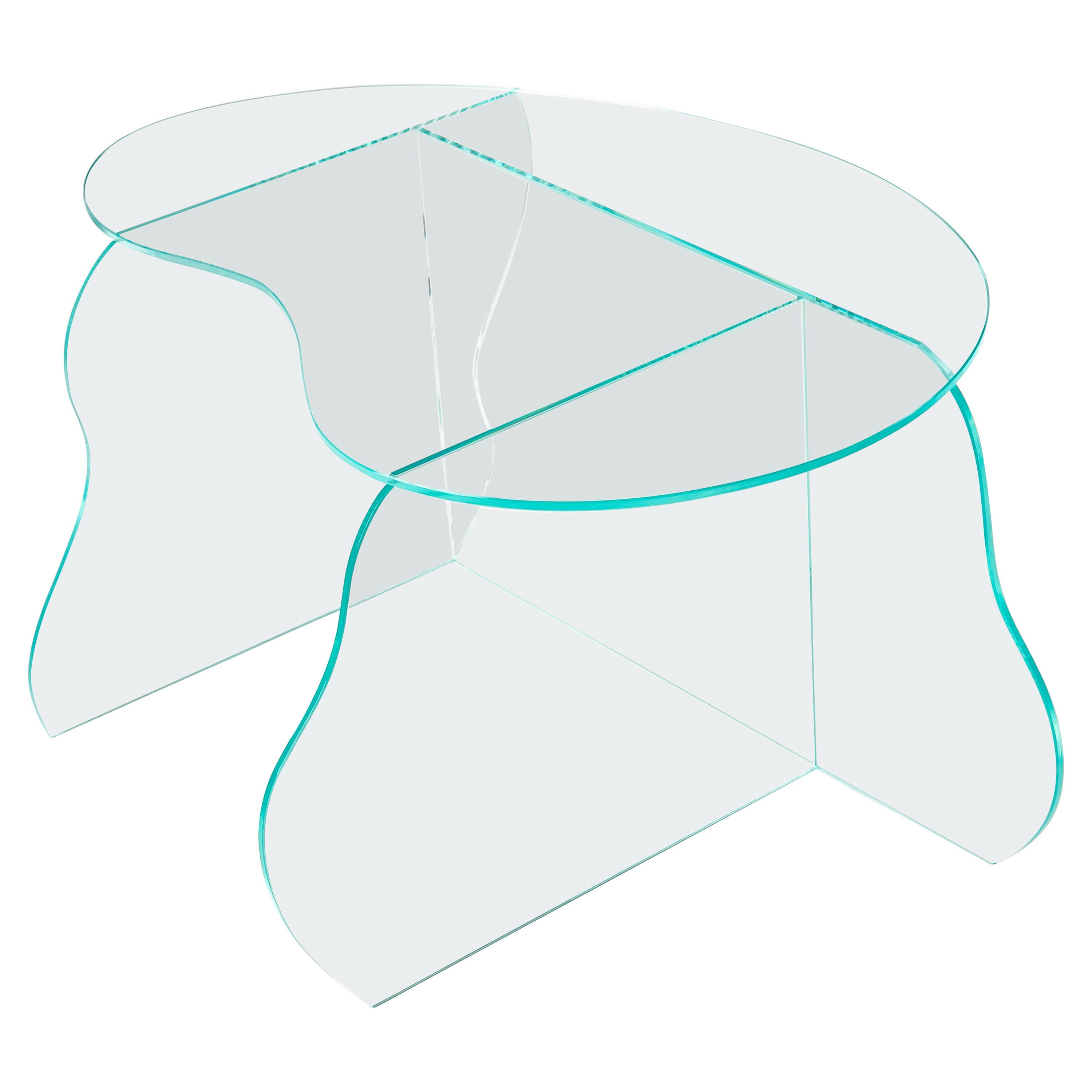 Aurora Tisch aus klarem Glas, geformt von Studio-Chacha