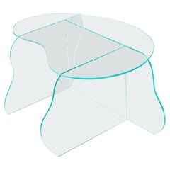 Table en verre transparent Aurora sculptée par Studio-Chacha