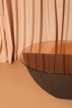 Aurora Coffee Table, Black Mosaic Base / Rose Glass