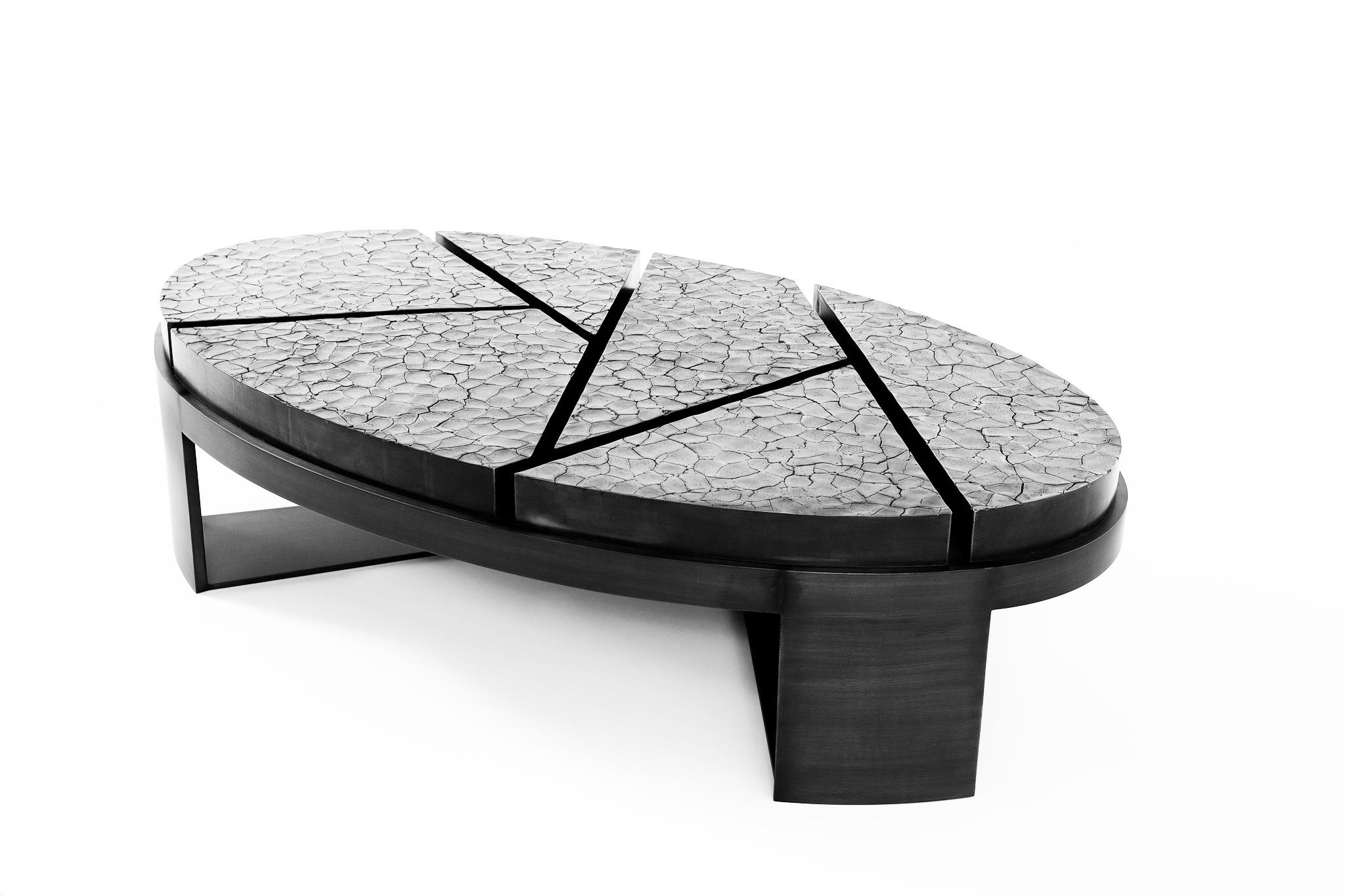 Mid-Century Modern Aurora Coffee Table - Cracked Earth - Size II For Sale