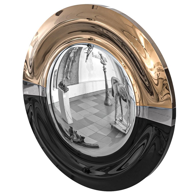 "Aurora" Convex Wall Mirror with Bronze and Stainless Steel, Istanbul ...