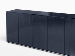 Aurora Credenza in Gouged Wood and Lacquer