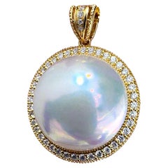 Aurora Crest — PSL Certified 19.5mm Mabe Pearl Diamond Pendant