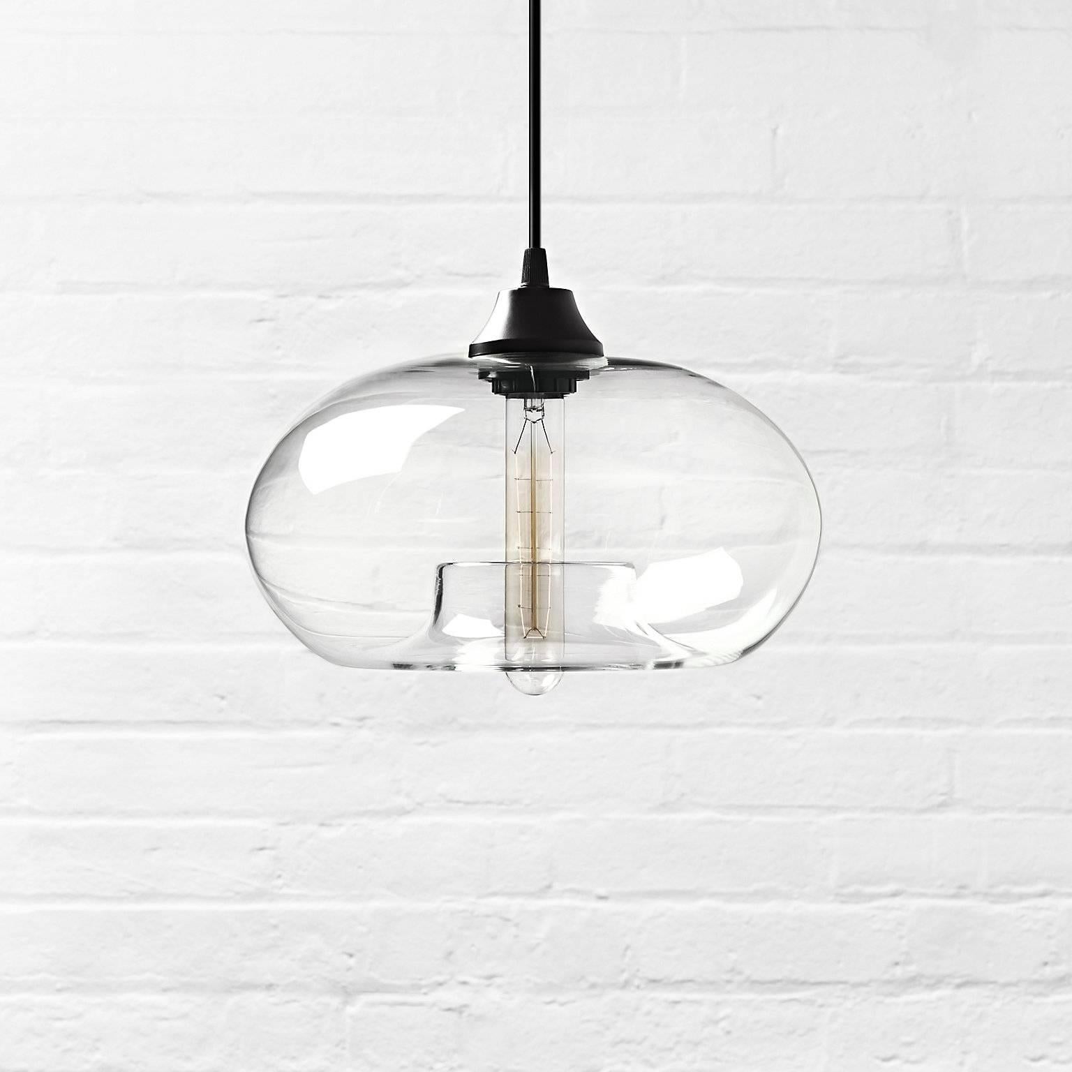 Contemporary Aurora Crystal Handblown Modern Glass Pendant Light, Made in the USA For Sale