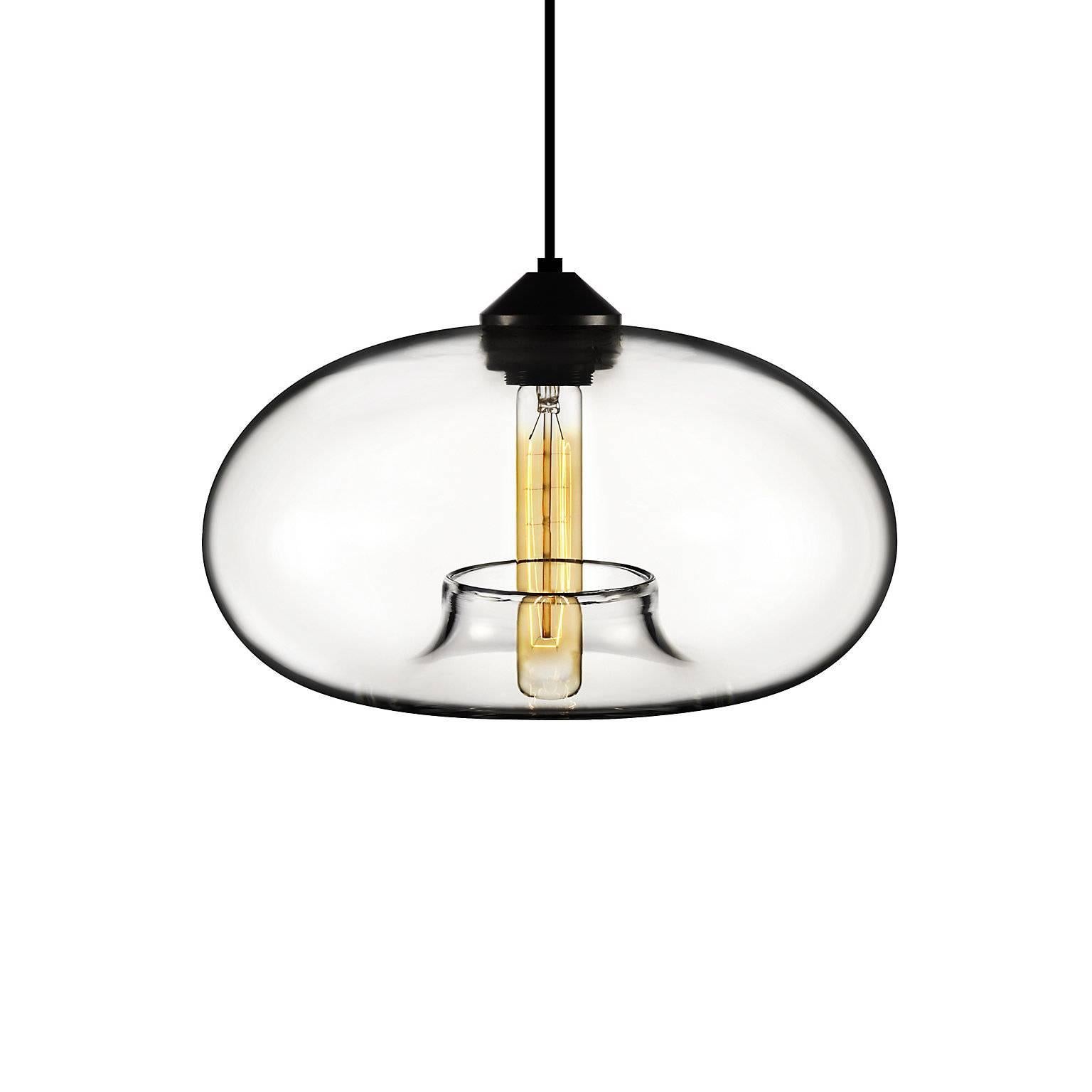 Aurora Crystal Handblown Modern Glass Pendant Light, Made in the USA For Sale