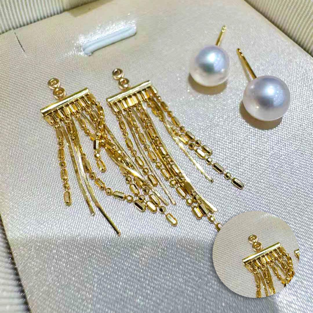 【Lustre Arc】Aurora Dance Pendientes de perlas Akoya y oro de 18 quilates con flecos convertibles en Nuevo estado para la venta en New York, NY