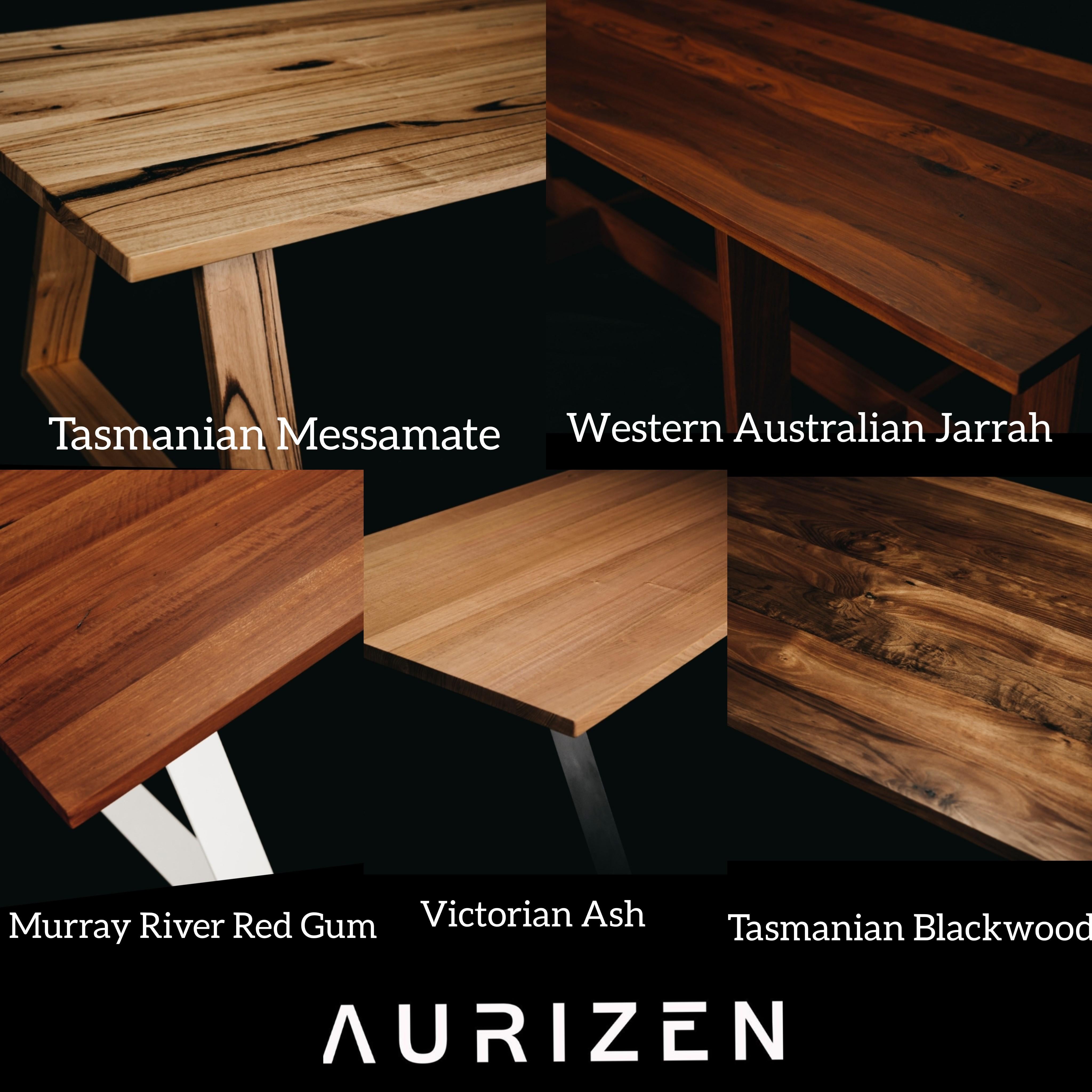 Modern Aurora Dining Table, Handcrafted in Tasmanian Messmate Hardwood For Sale