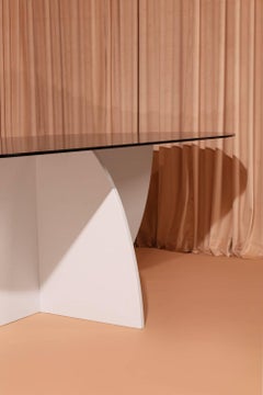 Aurora Dining Table, White Mosaic Base / Bronze Glass
