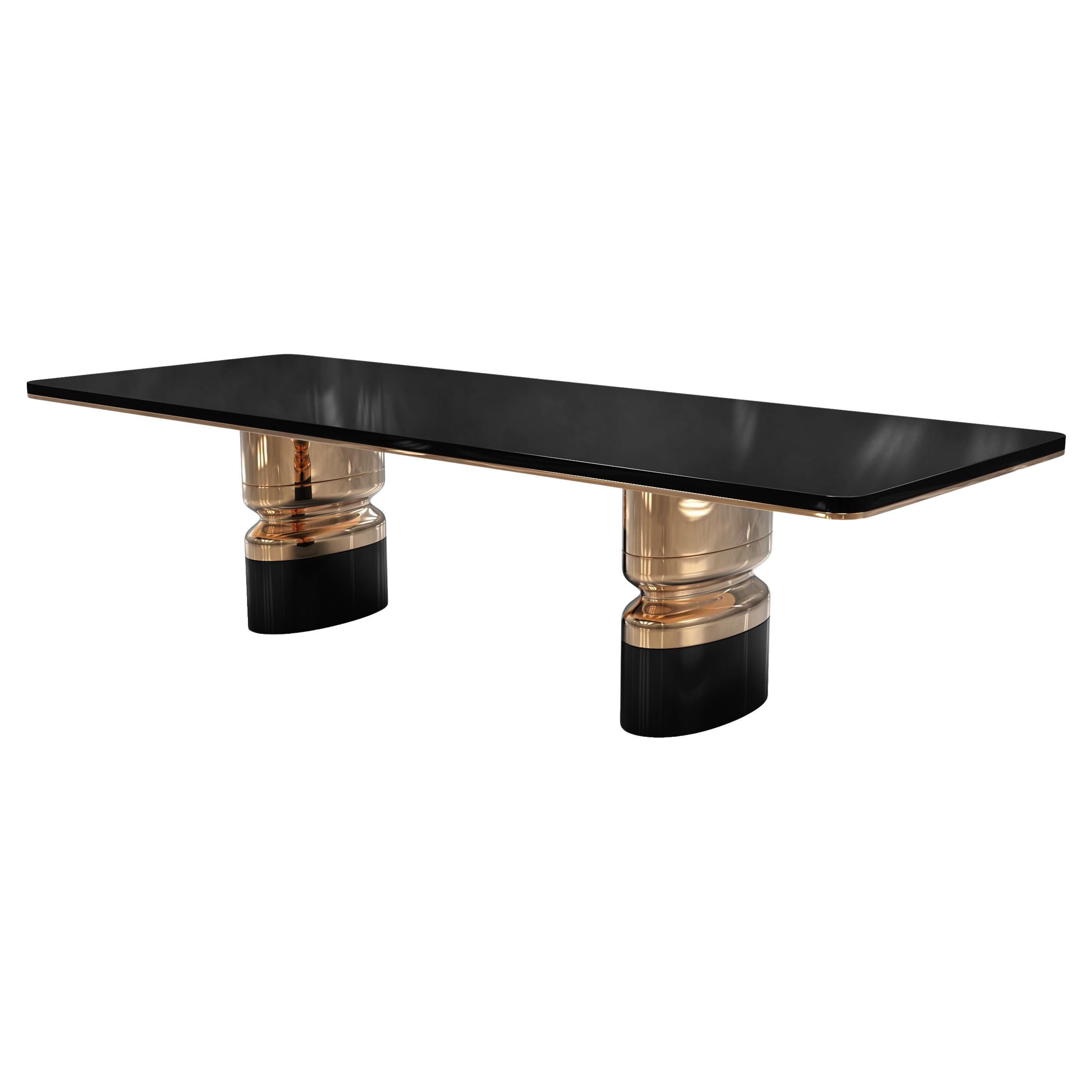 Table de salle à manger "Aurora" en bronze et acier inoxydable, faite à la main, Istanbul