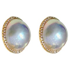 【Crown Radianc】Aurora Dome Mabe Pearl & Diamond Earrings