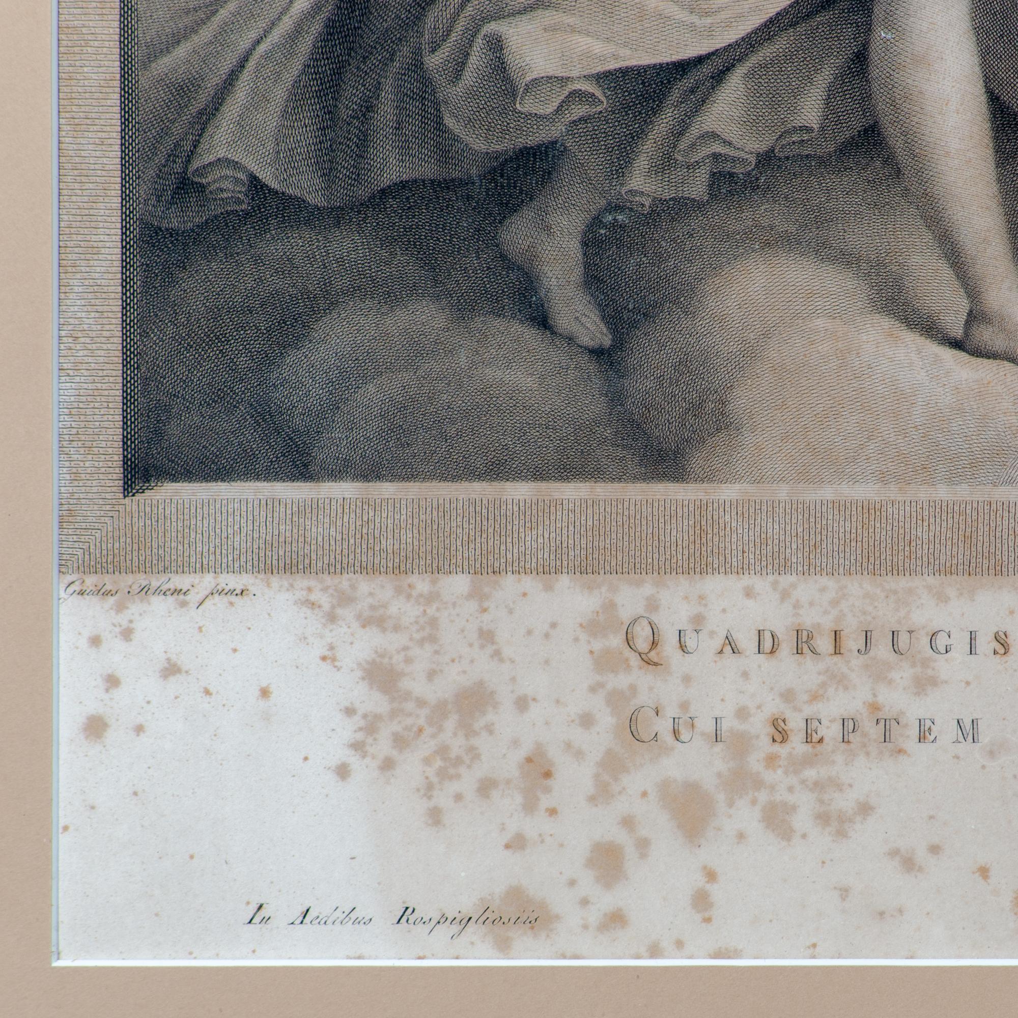 Italian Aurora Engraving after Guido Reni Fresco by R.S. Morghen, c.1787 For Sale