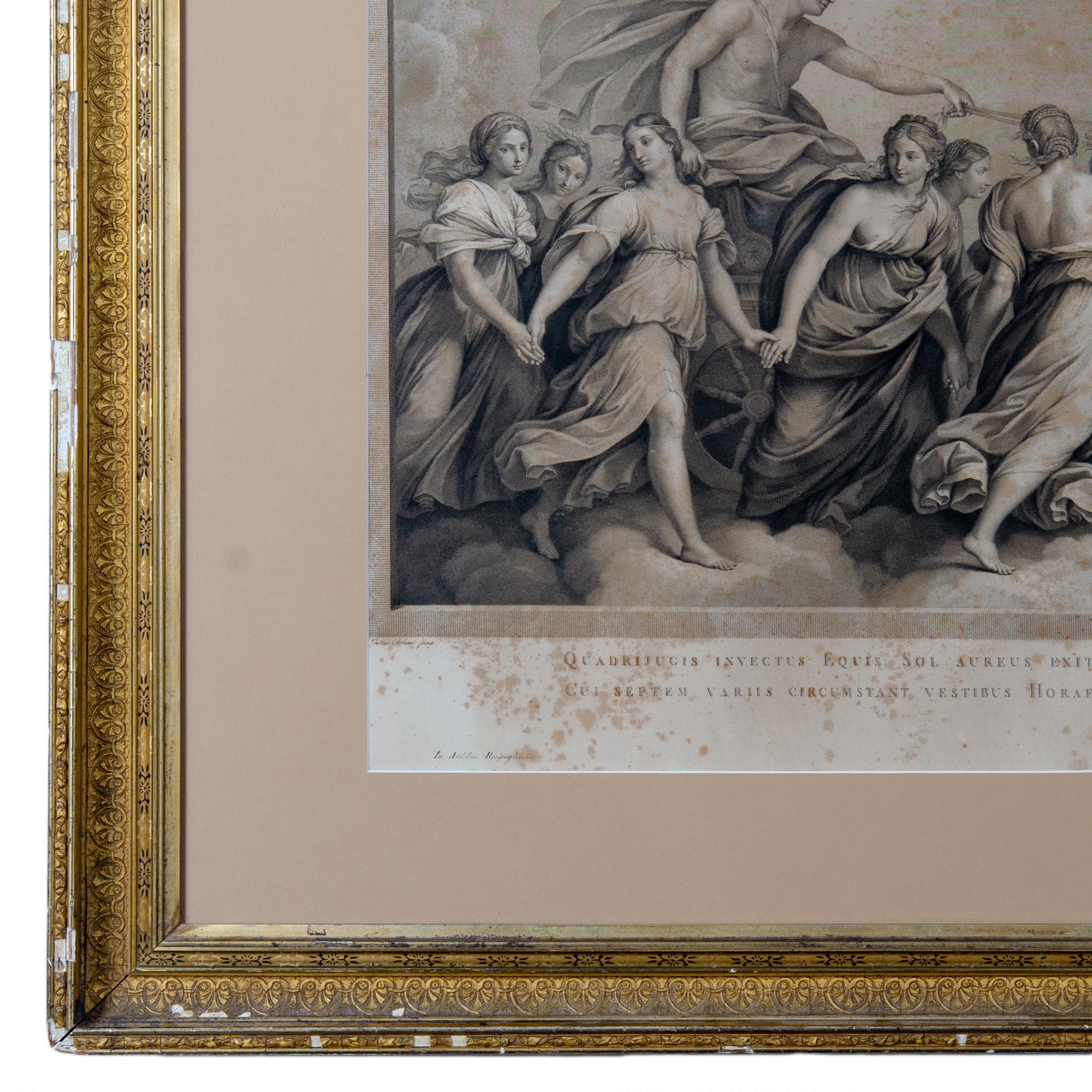 Aurora Engraving after Guido Reni Fresco by R.S. Morghen, c.1787 In Good Condition For Sale In Savannah, GA