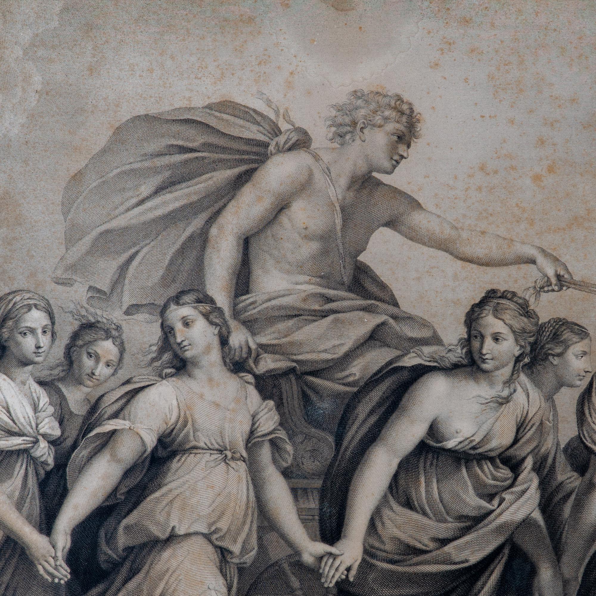 Paper Aurora Engraving after Guido Reni Fresco by R.S. Morghen, c.1787 For Sale