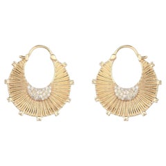 Pendientes de aro de oro amarillo de 14K con zafiros y diamantes, 19,27 ct en total