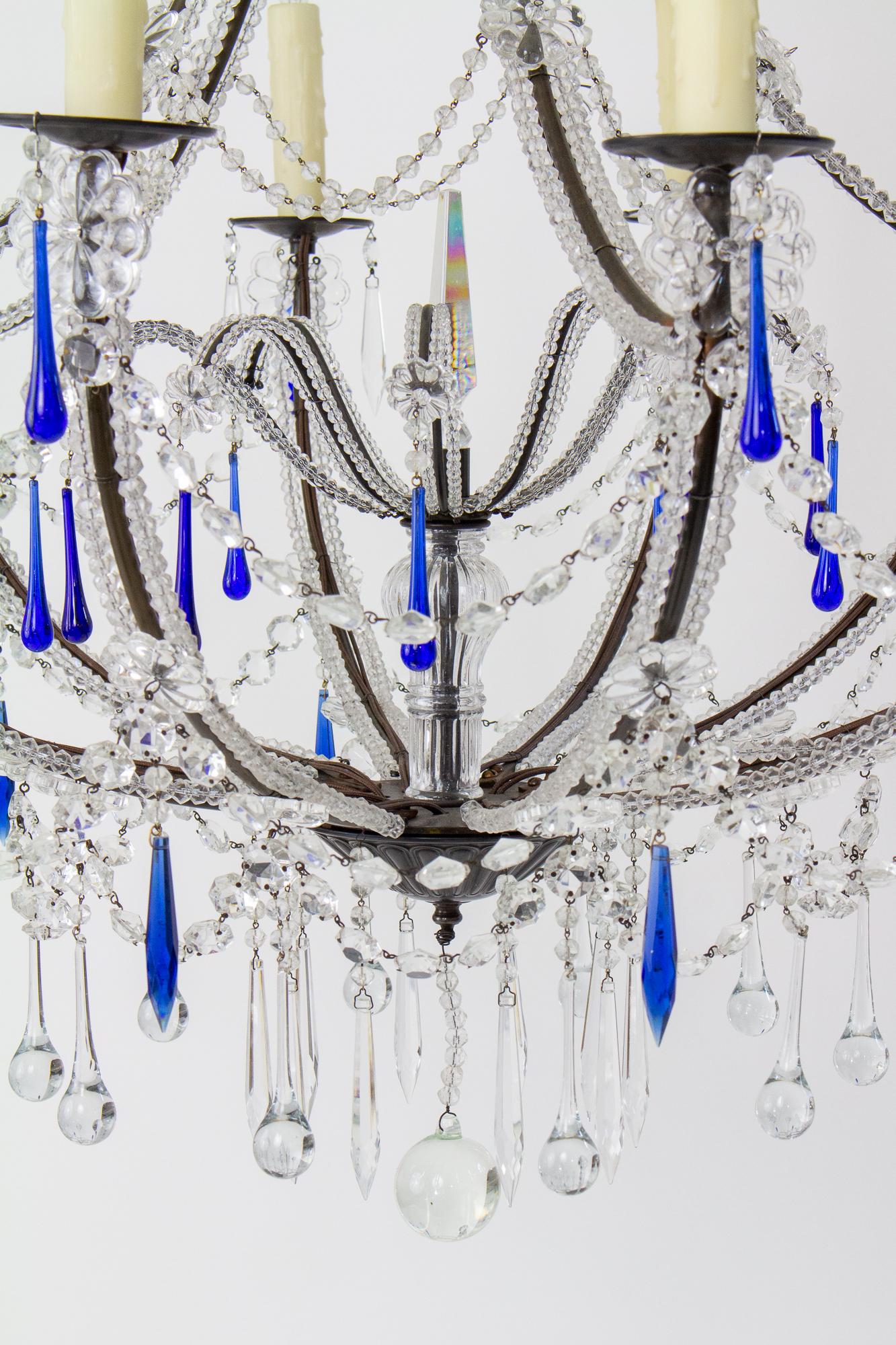 Aurora Grande Large Chandelier with Cobalt Crystals In New Condition For Sale In Canton, MA