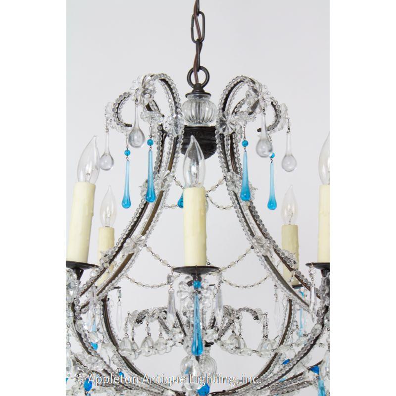 Aurora Grande Medium Short Iron and Crystal Chandelier. Inspired by the simple elegance of French Art Deco crystal chandeliers, this is a custom piece designed by Loukas and made in our own workshop. Hand crafted iron frame, strung with crystals.